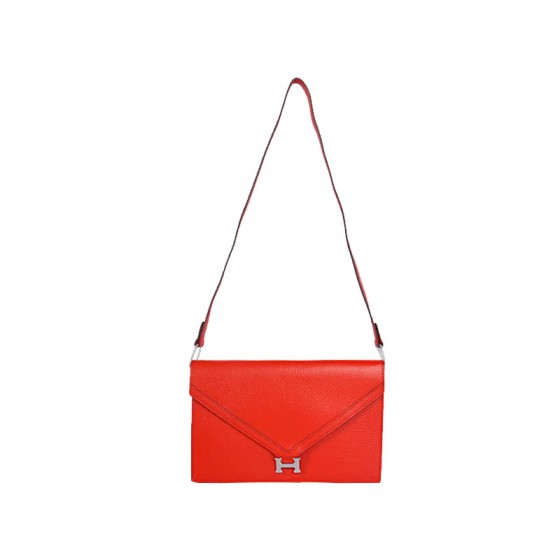 Hermes Pilot Envelope Clutch Red With Silver Hardware