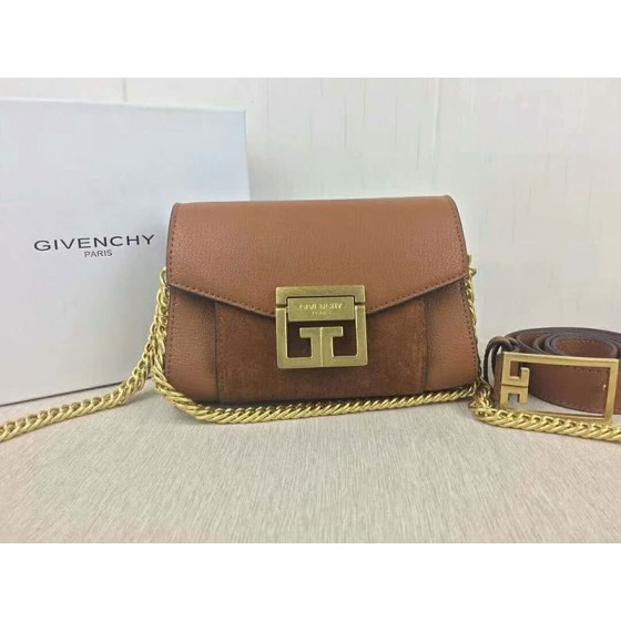 Givenchy Small gv3 Bag In Grained Leather And Suede Brown