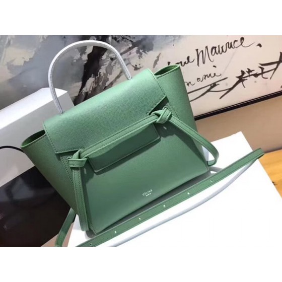 Celine Micro Belt Bag In Grained Calfskin Green