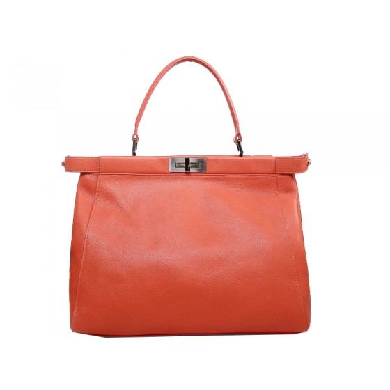 Fendi Peekaboo Calfskin Leather Bag Orange