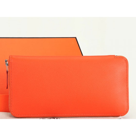 Hermes Zipper Wallet Original Epsom Calfskin Orange