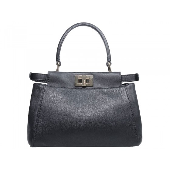 Fendi Iconic Mini Peekaboo Bag In Leather Black