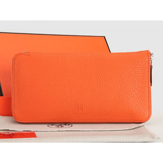 Hermes Zipper Wallet Original Leather Orange