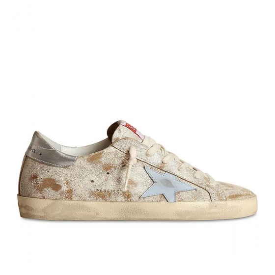 Golden Goose∕GGDB Women's Super-Star with smoky blue leather star and silver heel tab