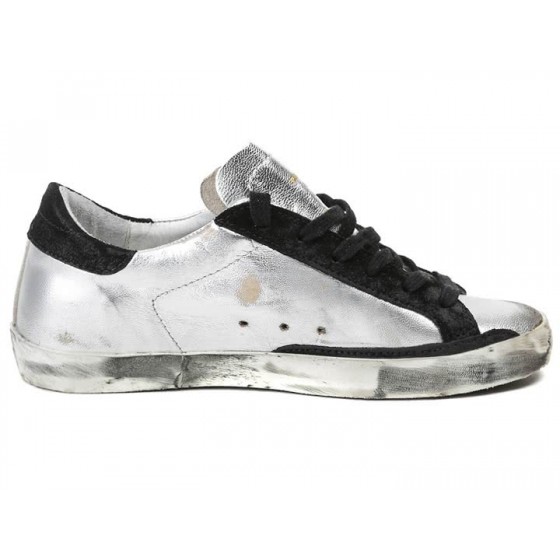 Golden Goose Super Star Sneakers in Leather With Suede Star silver black leather