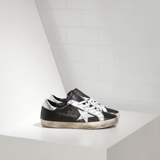 Golden Goose Archive Super Star sneakers in leather with leather star Black Leather Silver