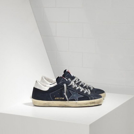 Golden Goose Super Star Sneakers in Suede and Leather star Blue Suede