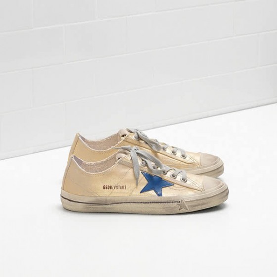 Golden Goose V-STAR 2 Sneakers G30WS639.F3 aminated cotton canvas leather