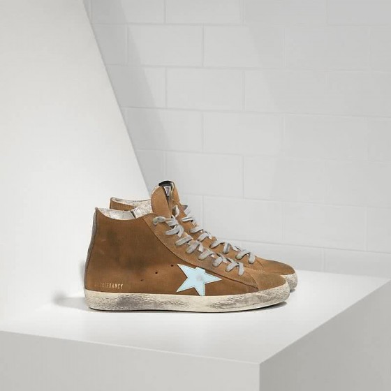 Golden Goose GGDB Sneakers FRANCY in Camoscio e Stella in Pelle OLIVE SUEDE