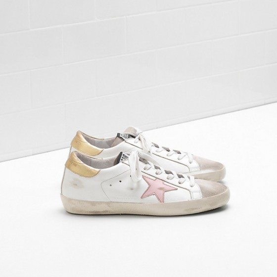 Golden Goose Superstar Sneakers calf leather Star Heel in laminated leather white pink
