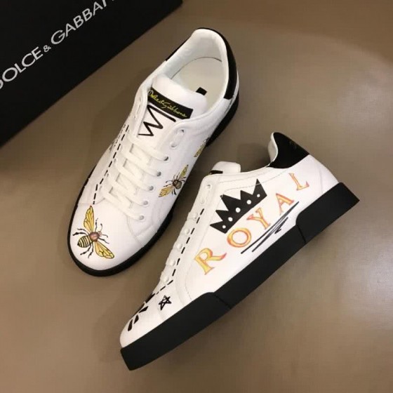 Dolce&Gabbana Sneakers Bees White Upper Black Sole Men
