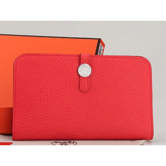 Hermes Dogon Togo Original Leather Combined Wallet Watermelon Red
