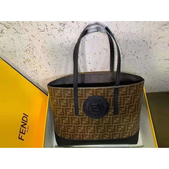 Fendi Fabric Ff Shopping Tote Bag Black f041