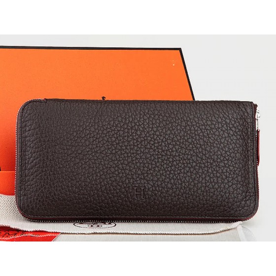 Hermes Zipper Wallet Original Leather Choco