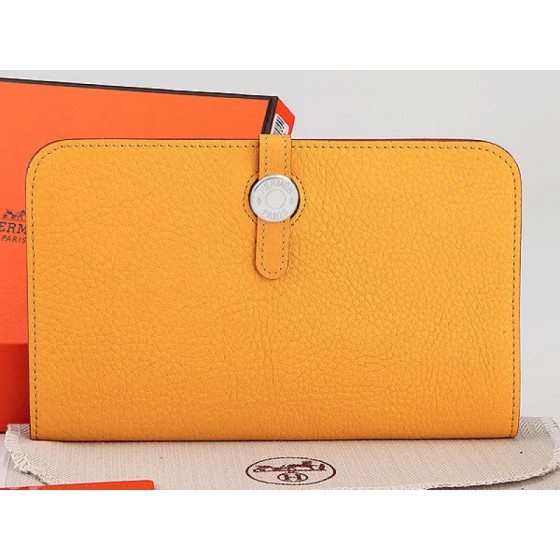 Hermes Dogon Togo Original Leather Combined Wallet Yellow