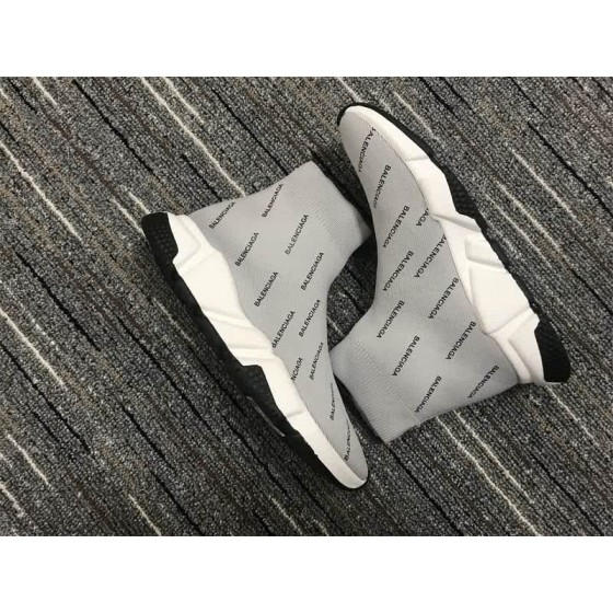 Balenciaga Speed Sock Boots Grey White with Logo