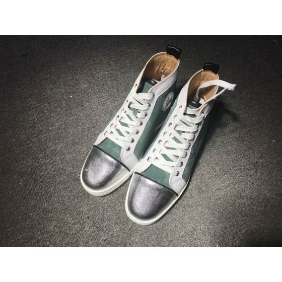 Christian Louboutin High Top Suede Green And Silver Black Patent Leather
