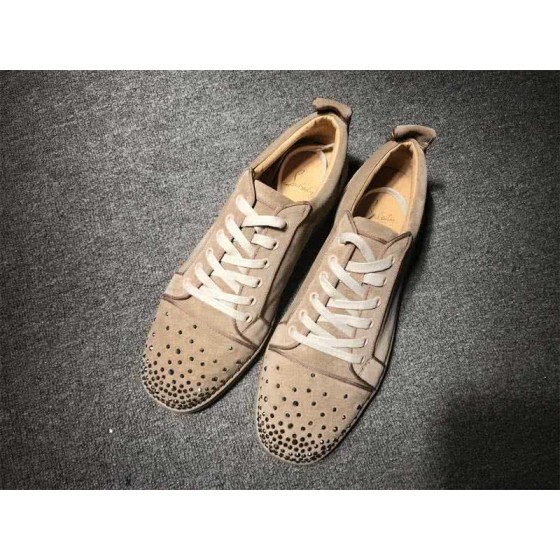 Christian Louboutin Low Top Lace-up Light Camel Suede And Rhinestone