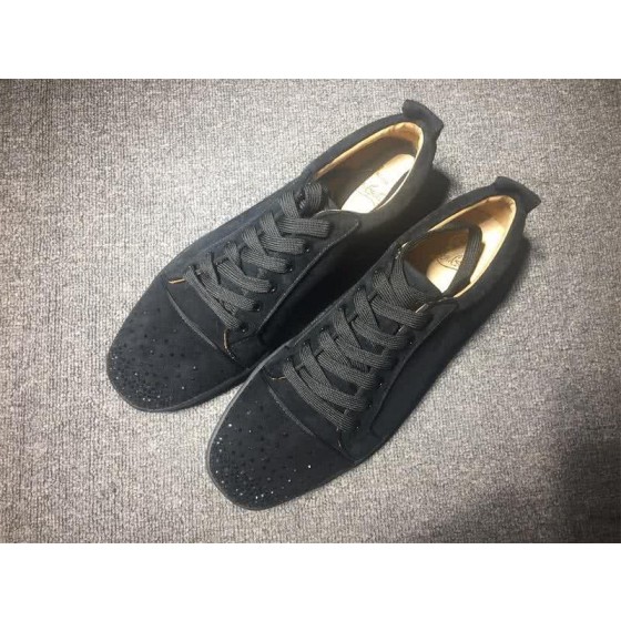 Christian Louboutin Low Top Lace-up Black Suede Rhinestone