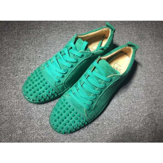 Christian Louboutin Low Top Lace-up Green Suede And Rivets On Toe Cap