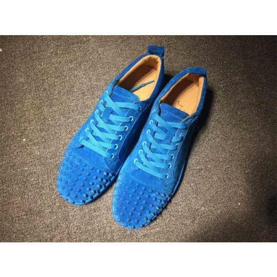 Christian Louboutin Low Top Lace-up Blue Suede And Rivets On Toe Cap