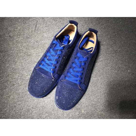 Christian Louboutin Low Top Lace-up All Blue Suede And Rhinestone
