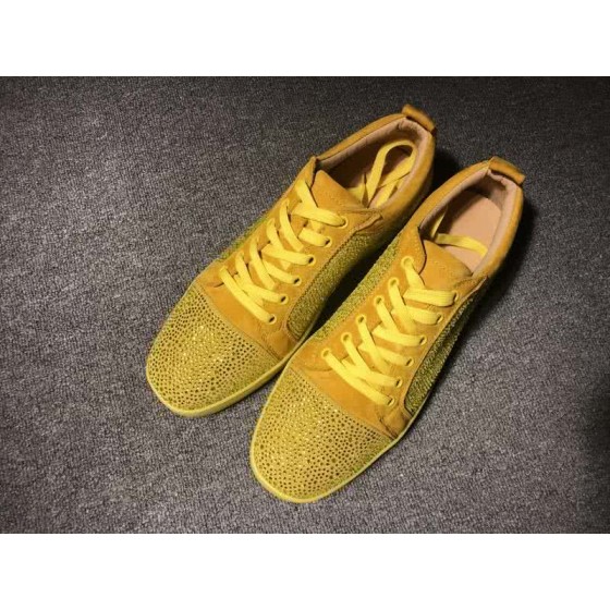 Christian Louboutin Low Top Lace-up Yellow Suede And Rhinestone