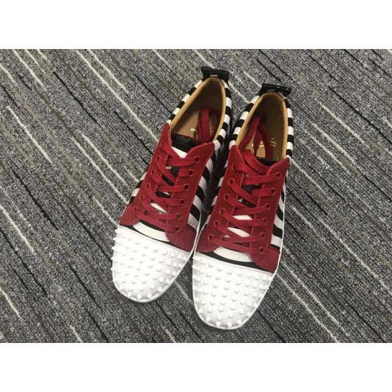 Christian Louboutin Low Top Lace-up Zebra-Stripe Red And Rivets On Toe Cap