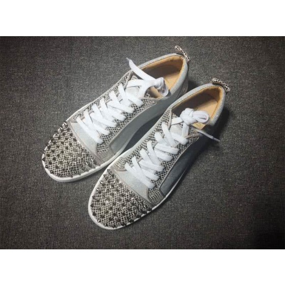 Christian Louboutin Low Top Lace-up Chequered Silver And Rivets On Toe Cap