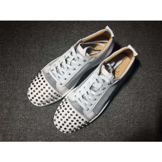 Christian Louboutin Low Top Lace-up Mesh White And Rivets On Toe Cap
