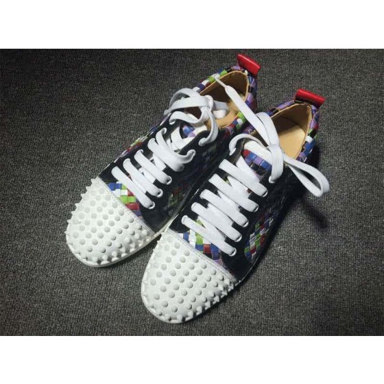 Christian Louboutin Low Top Lace-up Colorful Woven And Rivets On Toe Cap