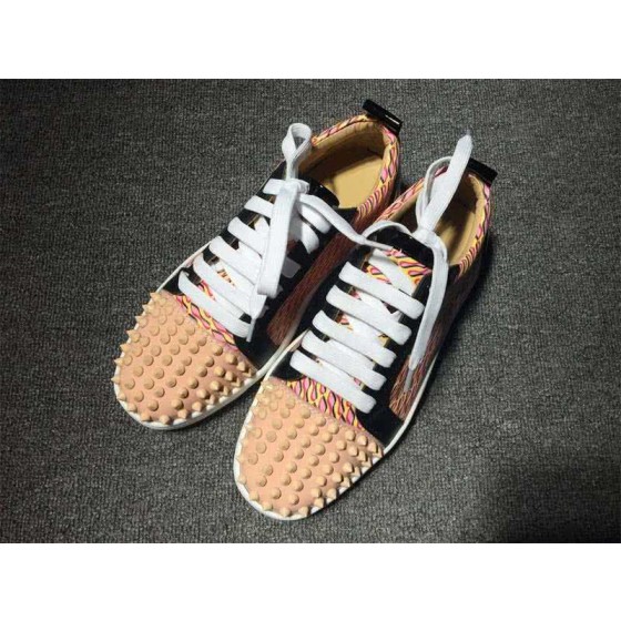 Christian Louboutin Low Top Lace-up Geometric Patterns And Nude Pink Rivets On Toe Cap