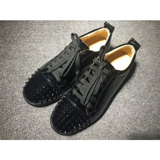 Christian Louboutin Low Top Lace-up Black Patent Leather And Rivets On Toe Cap