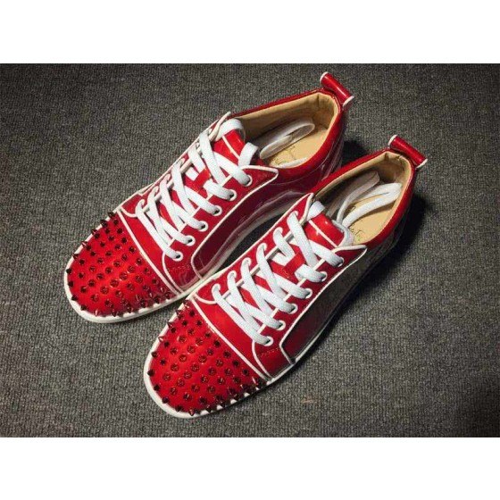 Christian Louboutin Low Top Lace-up Red Patnet Leather And Rivets On Toe Cap