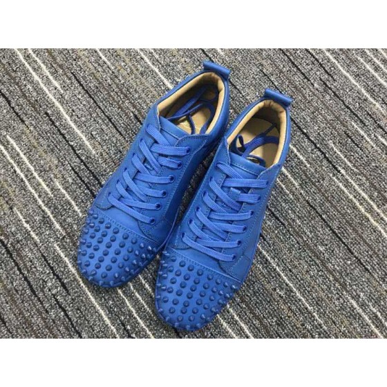 Christian Louboutin Low Top Lace-up All Blue Leather And Rivets On Toe Cap