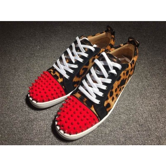 Christian Louboutin Low Top Lace-up Leopard And Red Rivets On Toe Cap