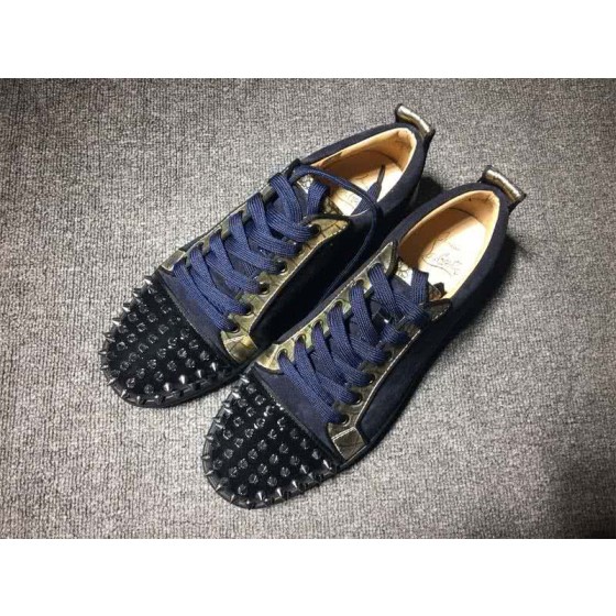 Christian Louboutin Low Top Lace-up Navy Blue Suece And Rivets On Toe Cap