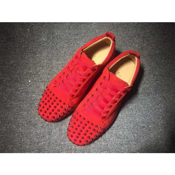 Christian Louboutin Low Top Lace-up Red Suede And Rivets On Toe Cap