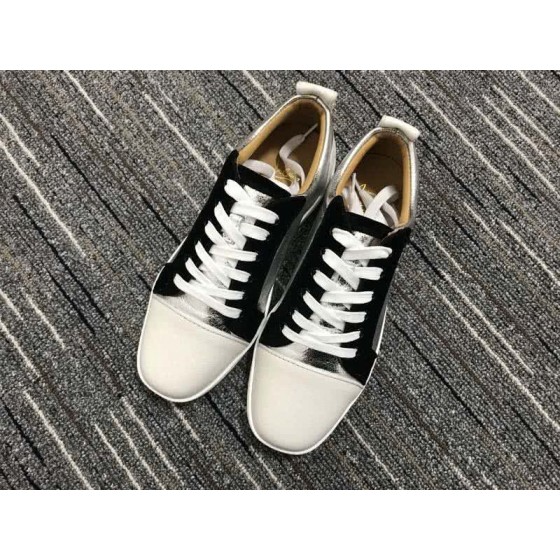 Christian Louboutin Low Top Lace-up White Silver And Black