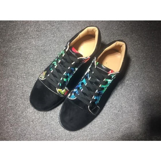 Christian Louboutin Low Top Lace-up Black Upper And Painting