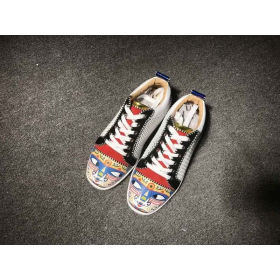 Christian Louboutin Low Top Lace-up White Meshes Black And Colored Paintings