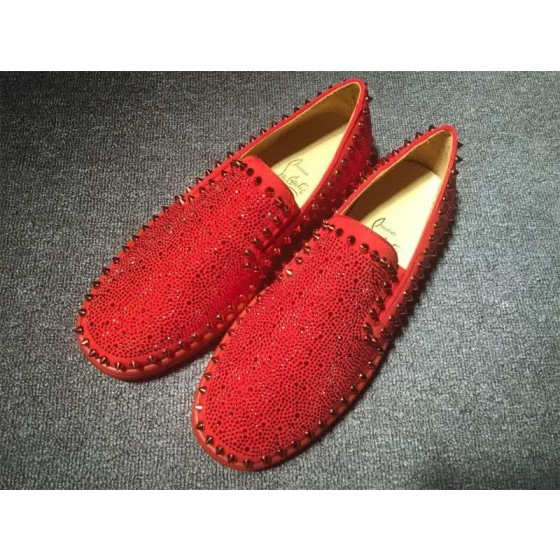 Christian Louboutin Low Top Rivets Along Brim Red Suede Upper And Rhinestone