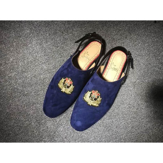 Christian Louboutin Women's Sandals Blue Suede And Embroidery