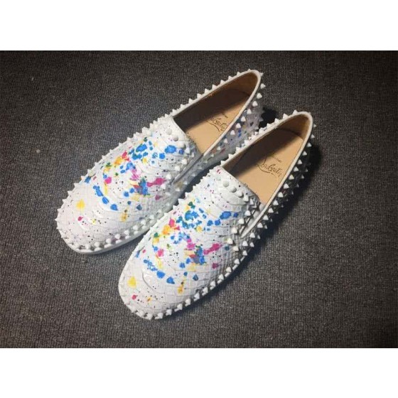 Christian Louboutin Low Top Rivets White Colorful Fake Snakeskin