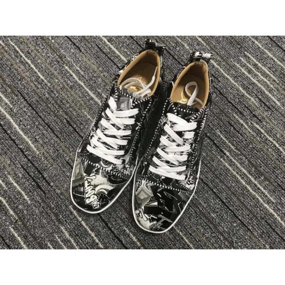 Christian Louboutin Low Top Lace-up Black And White Painting