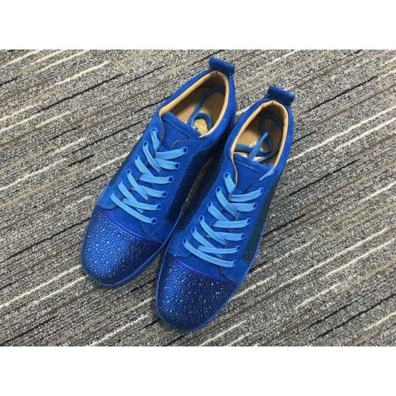 Christian Louboutin Low Top Lace-up Blue Upper And Rhinestone