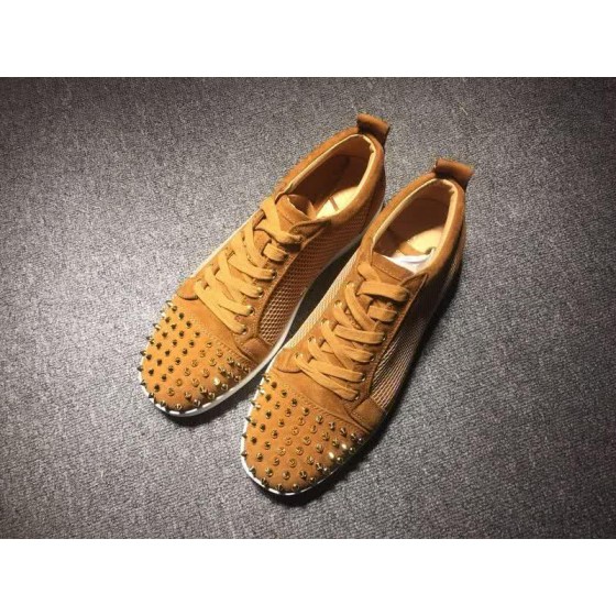 Christian Louboutin Low Top Lace-up Camel Suede And Golden Rivets