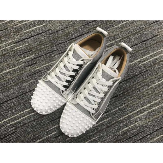 Christian Louboutin Low Top Lace-up Grey And White Rivets On Toe Cap