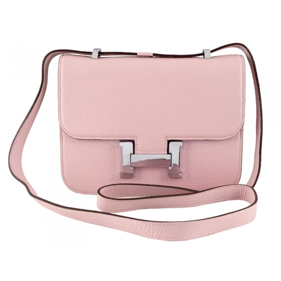 Hermes Constance 23 Single Shoulder Bag Togo Leather Light Pink