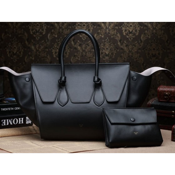 Celine Tie Nano Top Handle Bag Leather Black 2